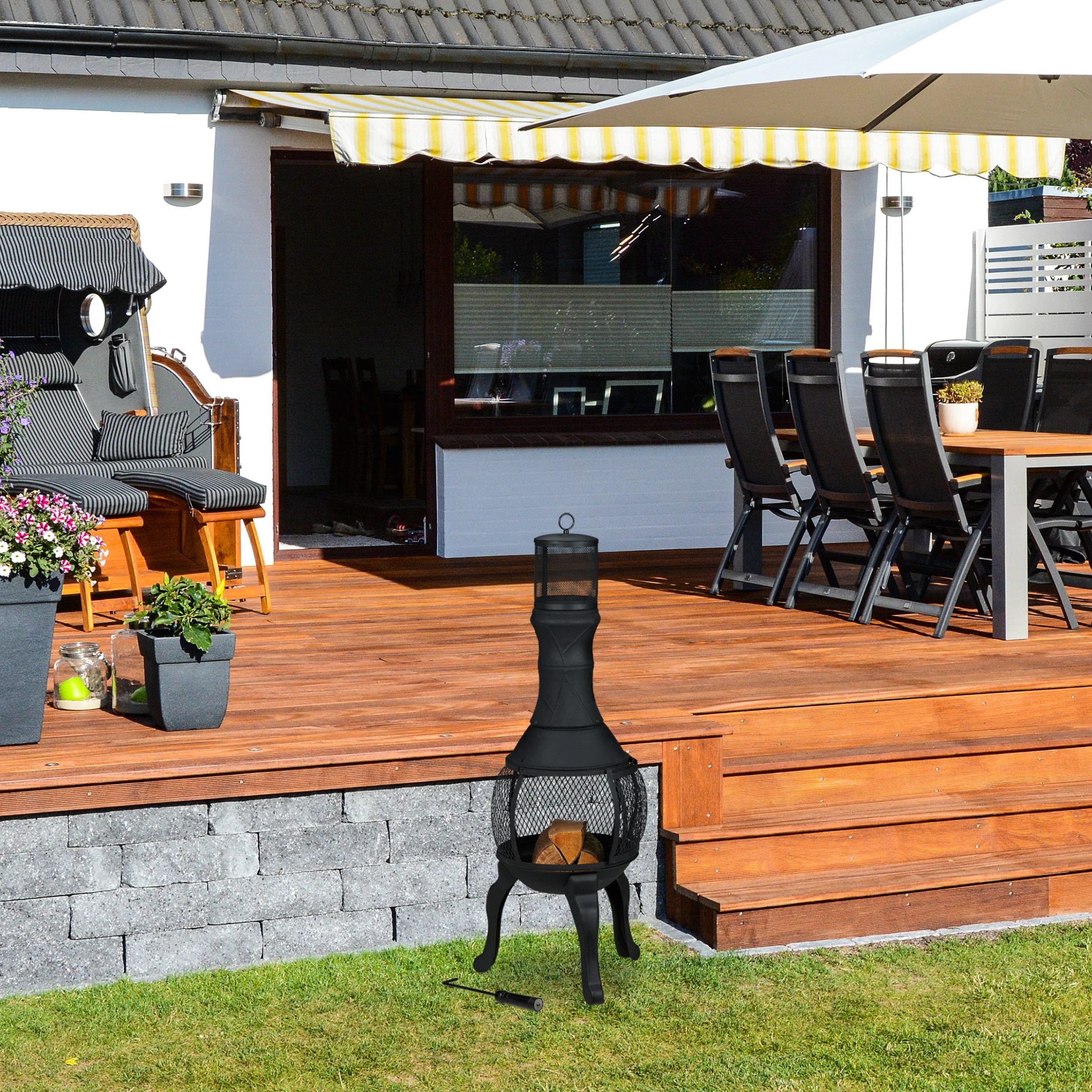 Relaxdays Terrassenofen In Schwarz - (H)113 X (D)38 Cm – Bild 2