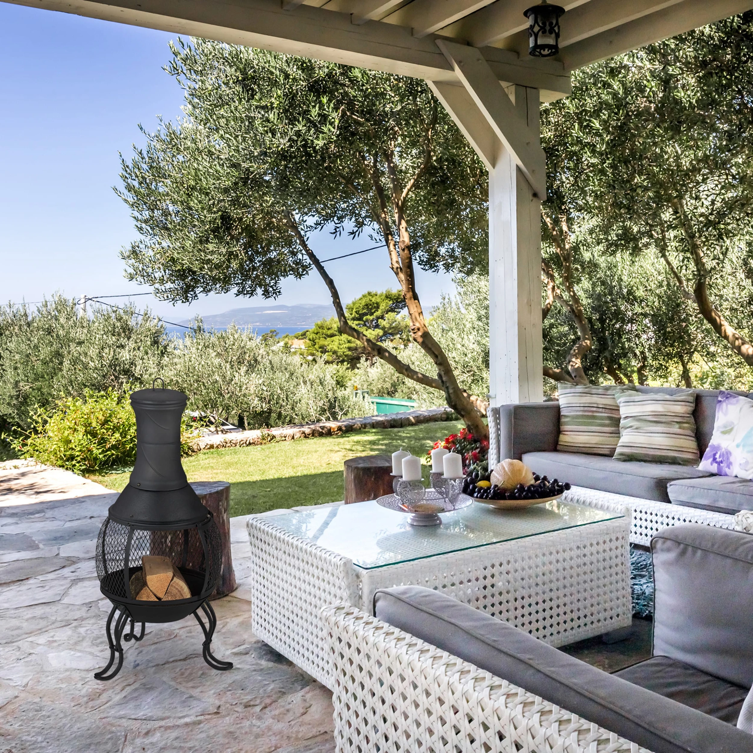 Relaxdays Terrassenofen In Schwarz - (H)88 X Ø 36 Cm – Bild 2