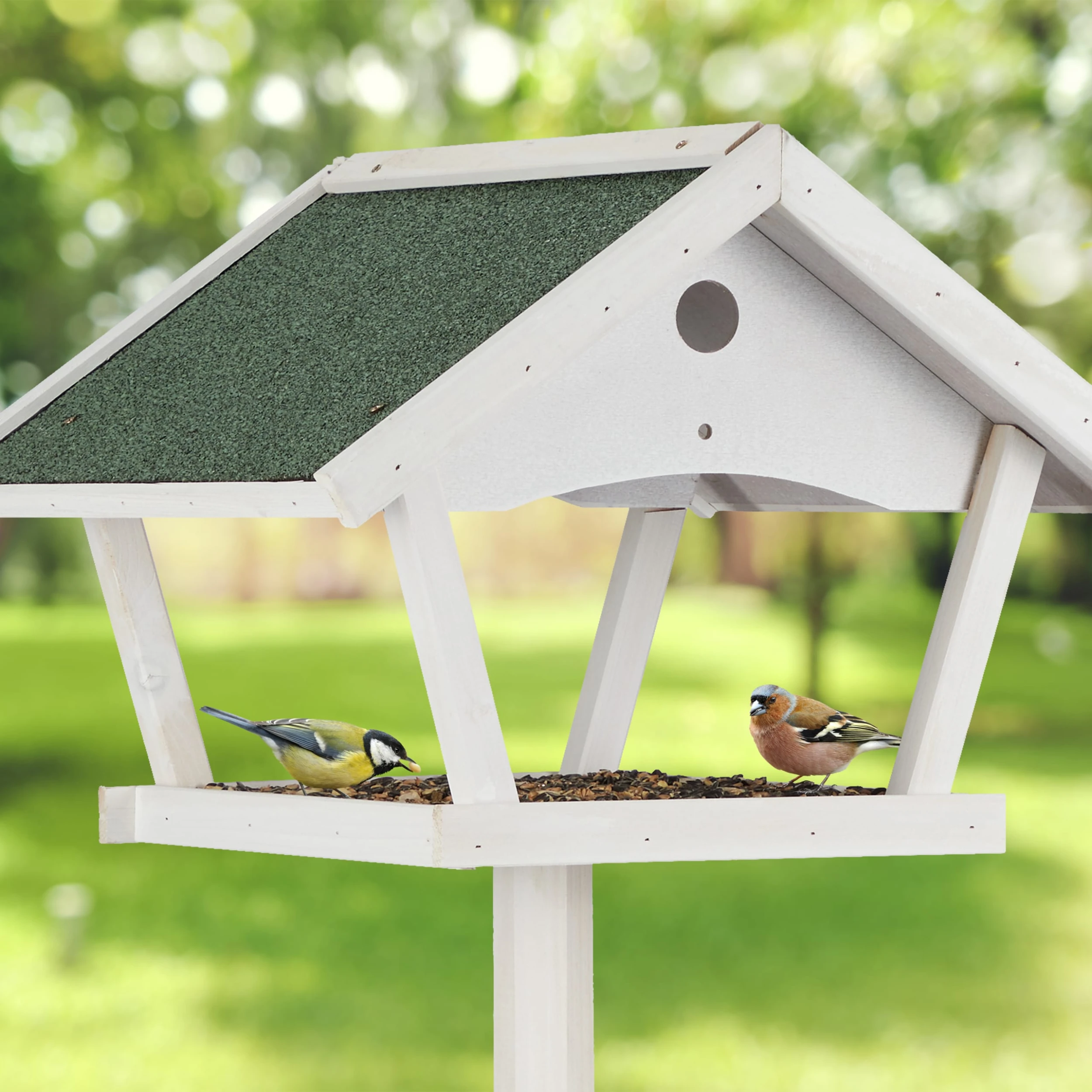 Relaxdays Vogelfutterhaus In Weiß/ Grün - (B)70 X (H)139 X (T)60 Cm – Bild 3