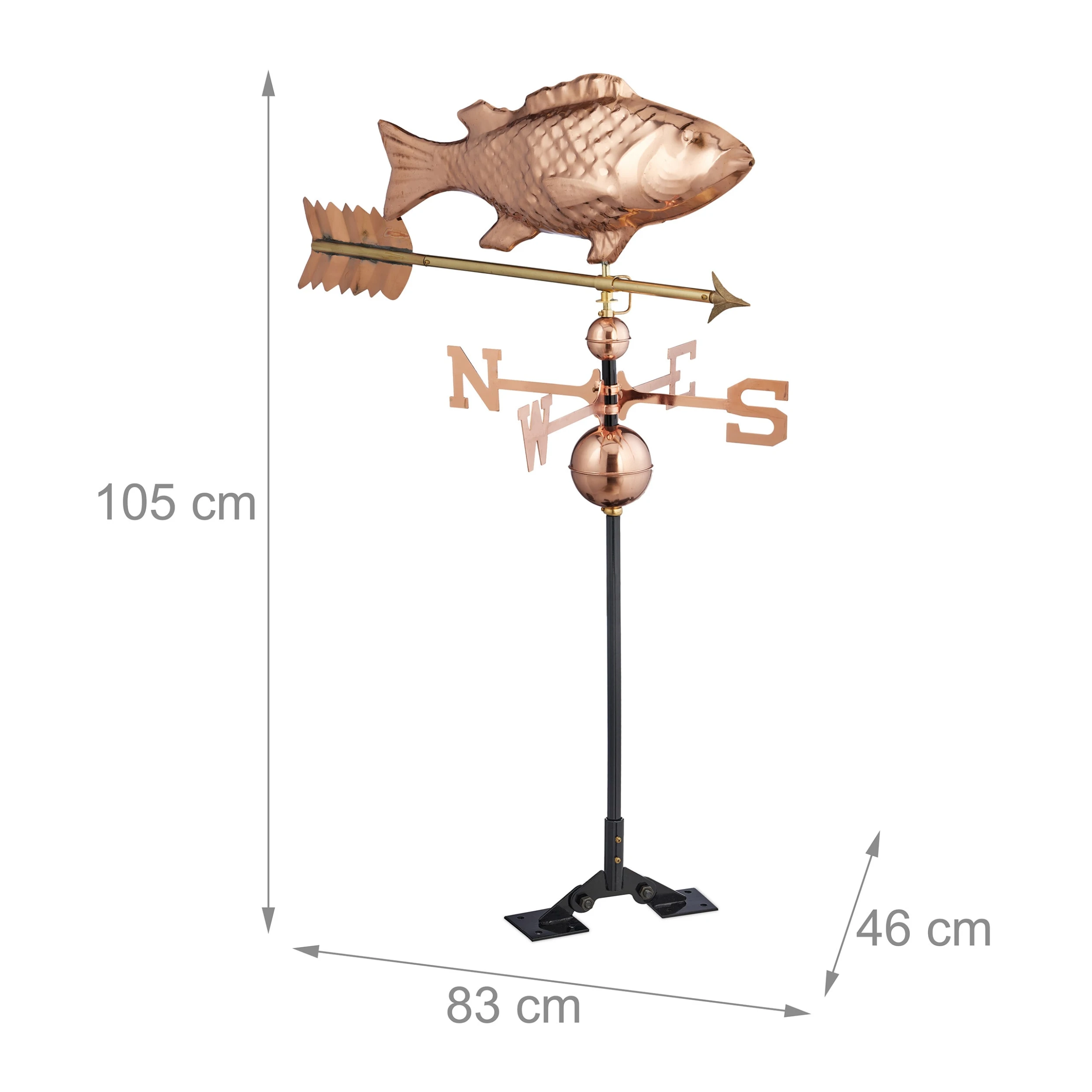 Relaxdays Wetterfahne "Fisch" In Kupfer – Bild 4