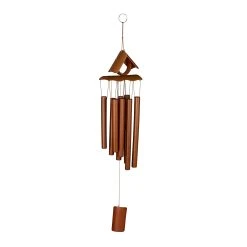 Relaxdays Windspiel "Spitzdach" In Braun - (B)14 X (H)68 X (T)7 Cm