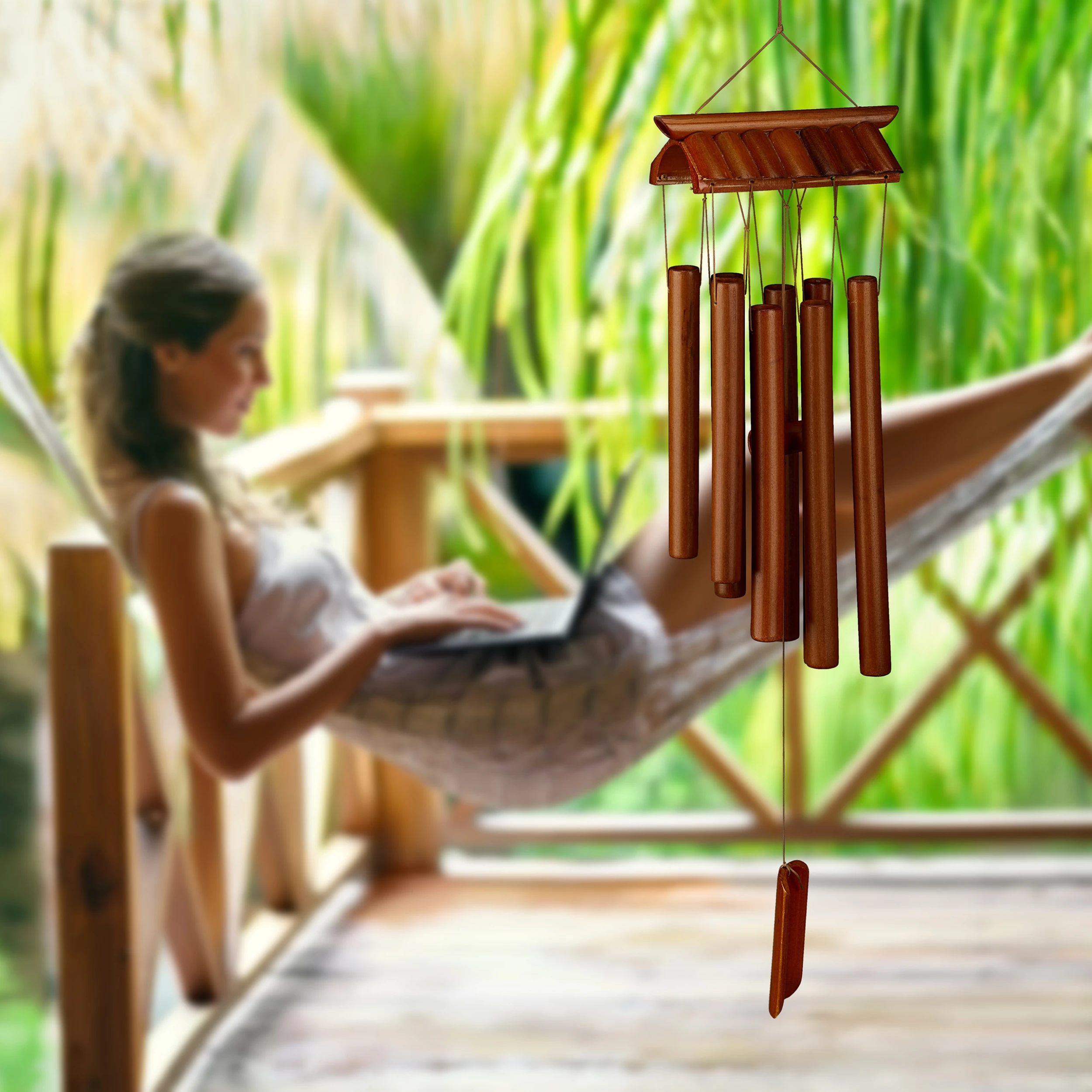 Relaxdays Windspiel "Tempel" In Braun - (B)15 X (H)62 Cm – Bild 2