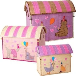 Rice Aufbewahrungskorb Party Animals Pink, 3 Stück In Verschiedenen Größen