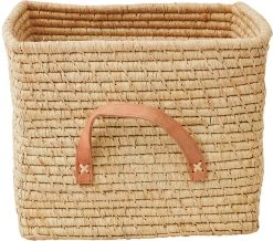 Rice Bastkorb Mit Leder-Henkel 30x30x25 Cm