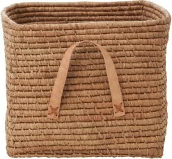 Rice Bastkorb Mit Leder-Henkel 30x30x25 Cm