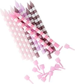 Rice Kuchenkerzen Pink, 12 Stück, Inkl. Halter