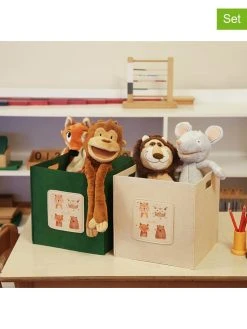 Scandinavia Concept 2er-Set: Aufbewahrungsboxen In Grün/ Creme - (B)30 X (H)30 X (T)30 Cm