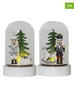 Star Trading 2er-Set: LED-Dekofiguren "Nutcracker" In Weiß - (H)9 X Ø 5,5 Cm