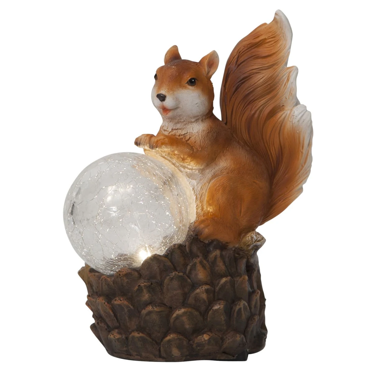 Star Trading LED Solar Gartenfigur Eichhörnchen Mit Lichtkugel In Braun - H: 16,5cm