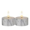 Star Trading LED Teelichter Marmoroptik Echtwachs 2er Set In Grau - H: 6cm