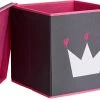 Store.it Aufbewahrungsbox Krone Grau/pink Mit Stabilem Deckel, 33 X 33 X 33 Cm