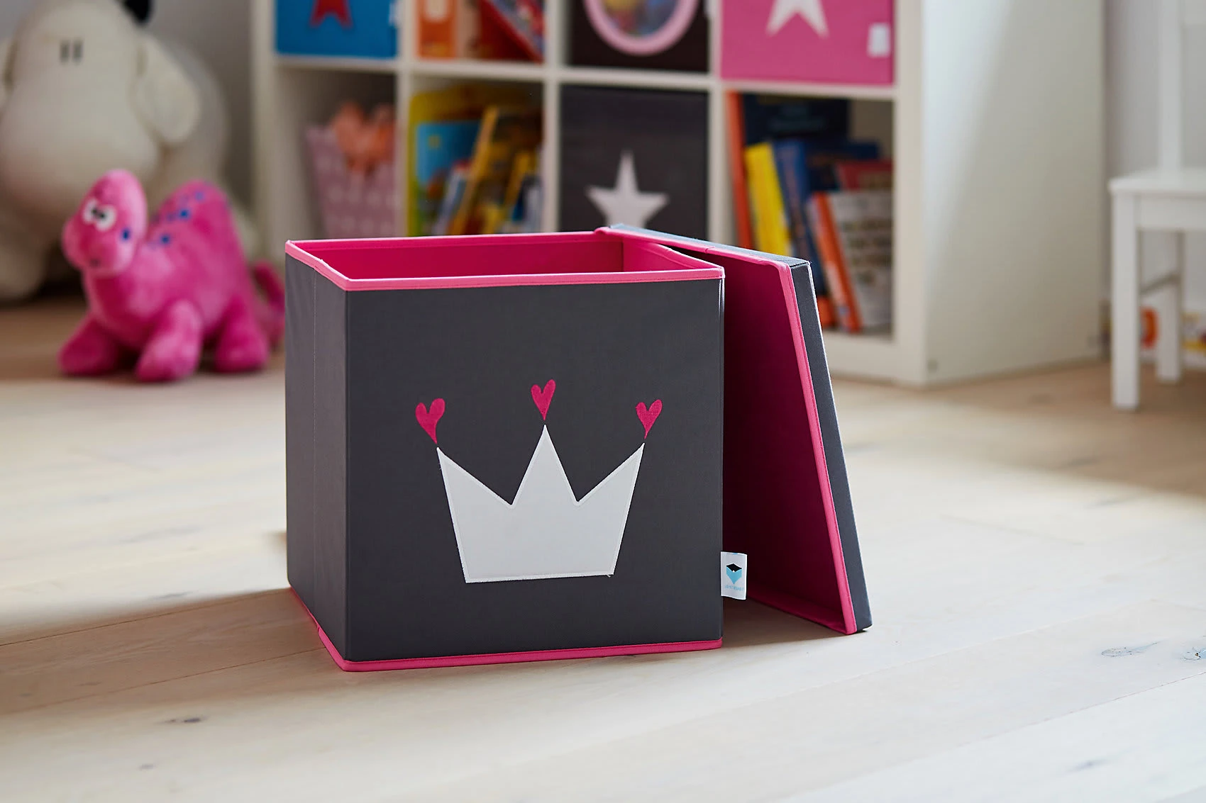 Store.it Aufbewahrungsbox Krone Grau/pink Mit Stabilem Deckel, 33 X 33 X 33 Cm – Bild 3