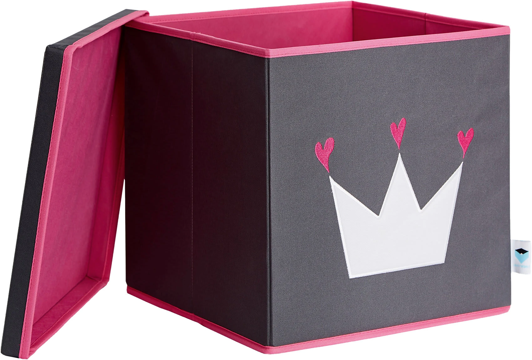 Store.it Aufbewahrungsbox Krone Grau/pink Mit Stabilem Deckel, 33 X 33 X 33 Cm