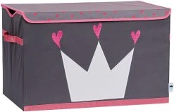Store.it Aufbewahrungsbox Spielzeugtruhe Krone Grau/pink, 62 X 37,5 X 39 Cm