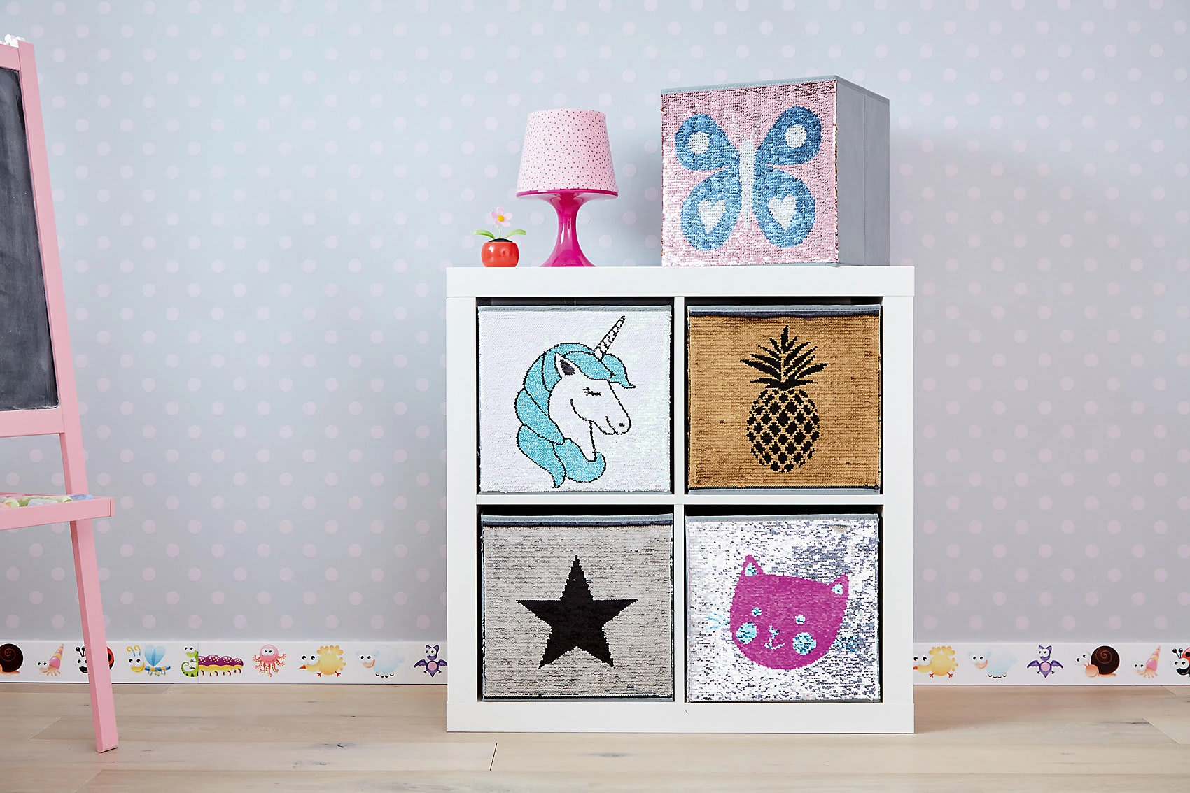 Store.it Aufbewahrungsbox Streichpailletten Einhorn Rosa/blau, Ohne Deckel, 32... – Bild 3