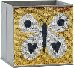 Store.it Aufbewahrungsbox Streichpailletten Schmetterling Rosa/gold, Ohne Deckel,...