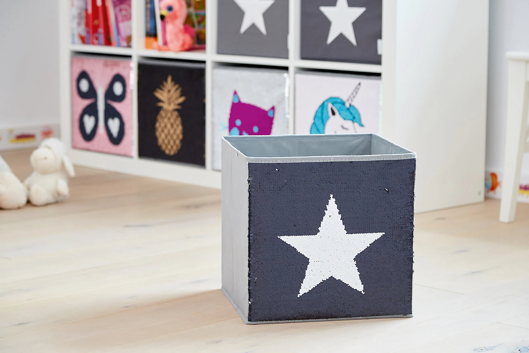 Store.it Aufbewahrungsbox Streichpailletten Stern Schwarz/silber, Ohne Deckel,... – Bild 4