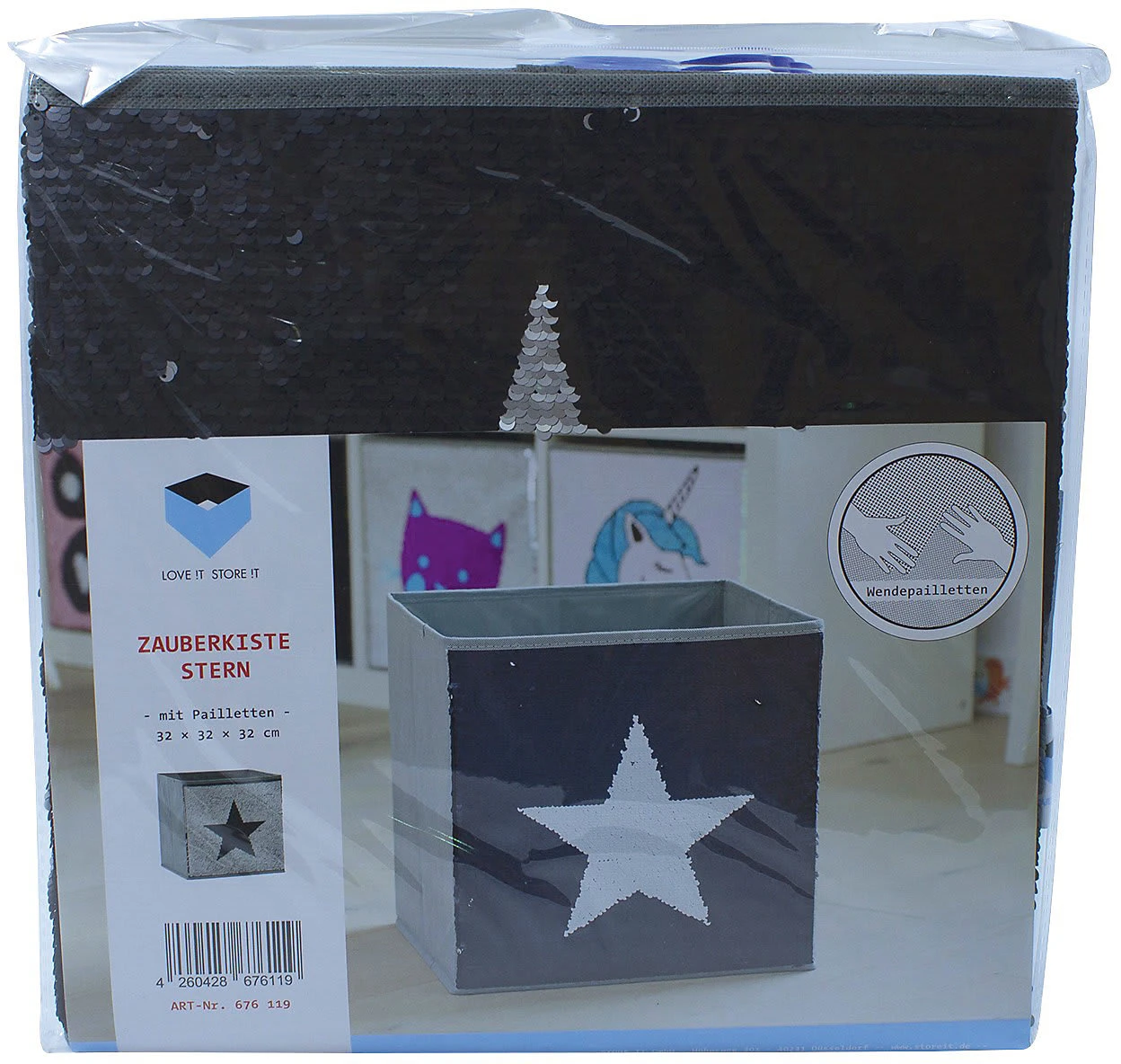 Store.it Aufbewahrungsbox Streichpailletten Stern Schwarz/silber, Ohne Deckel,... – Bild 7