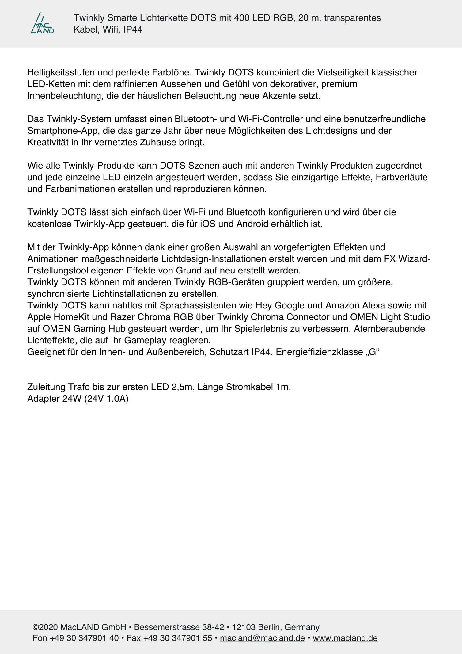 Twinkly Lichterkette DOTS 400 LED RGB In Bunt - (L) 20 M – Bild 6