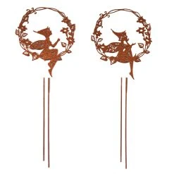 UNUS 2er Set Gartenstecker Rost Elfen In Braun