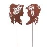 UNUS 2er Set Gartenstecker Rost Frauen Mit Hut In Braun