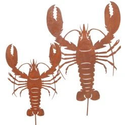 UNUS 2er Set Gartenstecker Rost Hummer In Braun