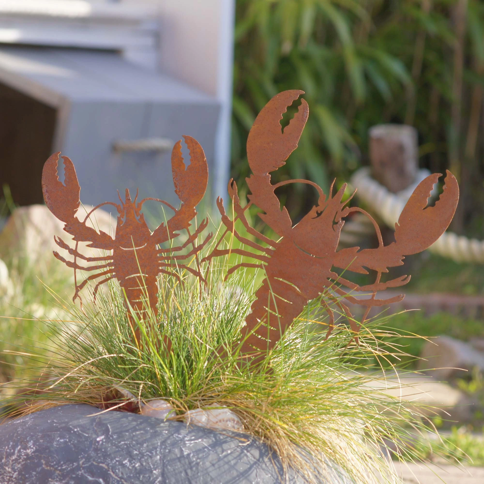 UNUS 2er Set Gartenstecker Rost Hummer In Braun – Bild 5