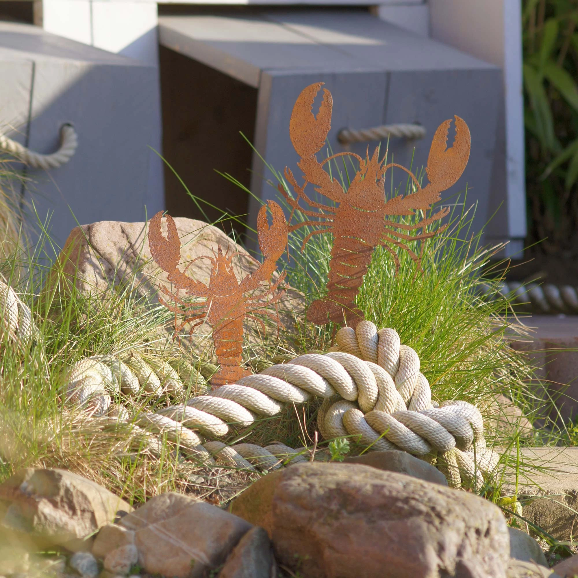 UNUS 2er Set Gartenstecker Rost Hummer In Braun – Bild 8