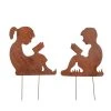 UNUS 2er Set Gartenstecker Rost Junge Und Mädchen In Braun