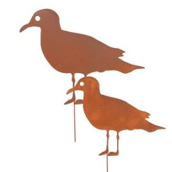 UNUS 2er Set Gartenstecker Rost Möwen In Braun