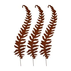 UNUS 3er Set Gartenstecker Rost Farn In Braun