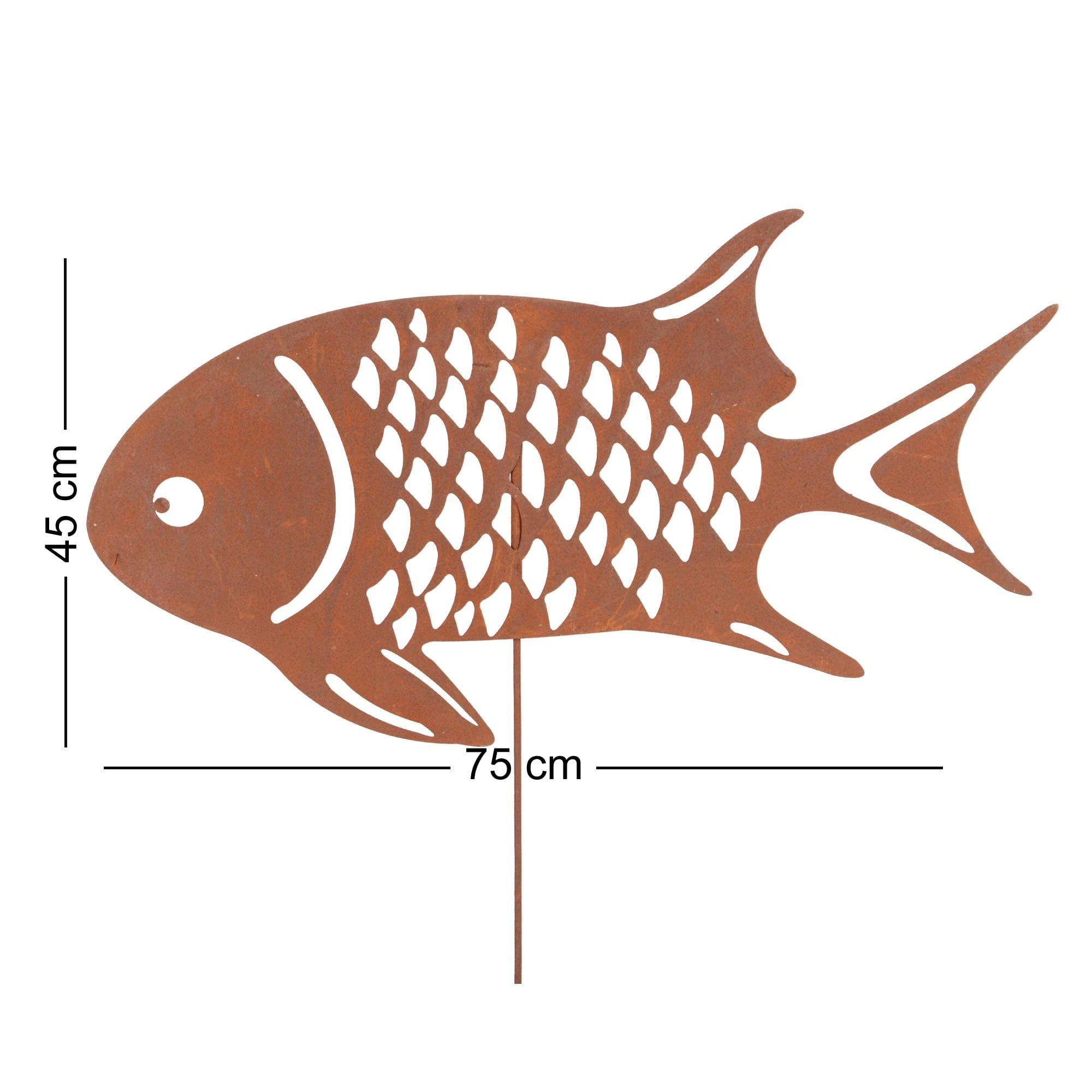UNUS 3er Set Gartenstecker Rost Fische In Braun – Bild 2