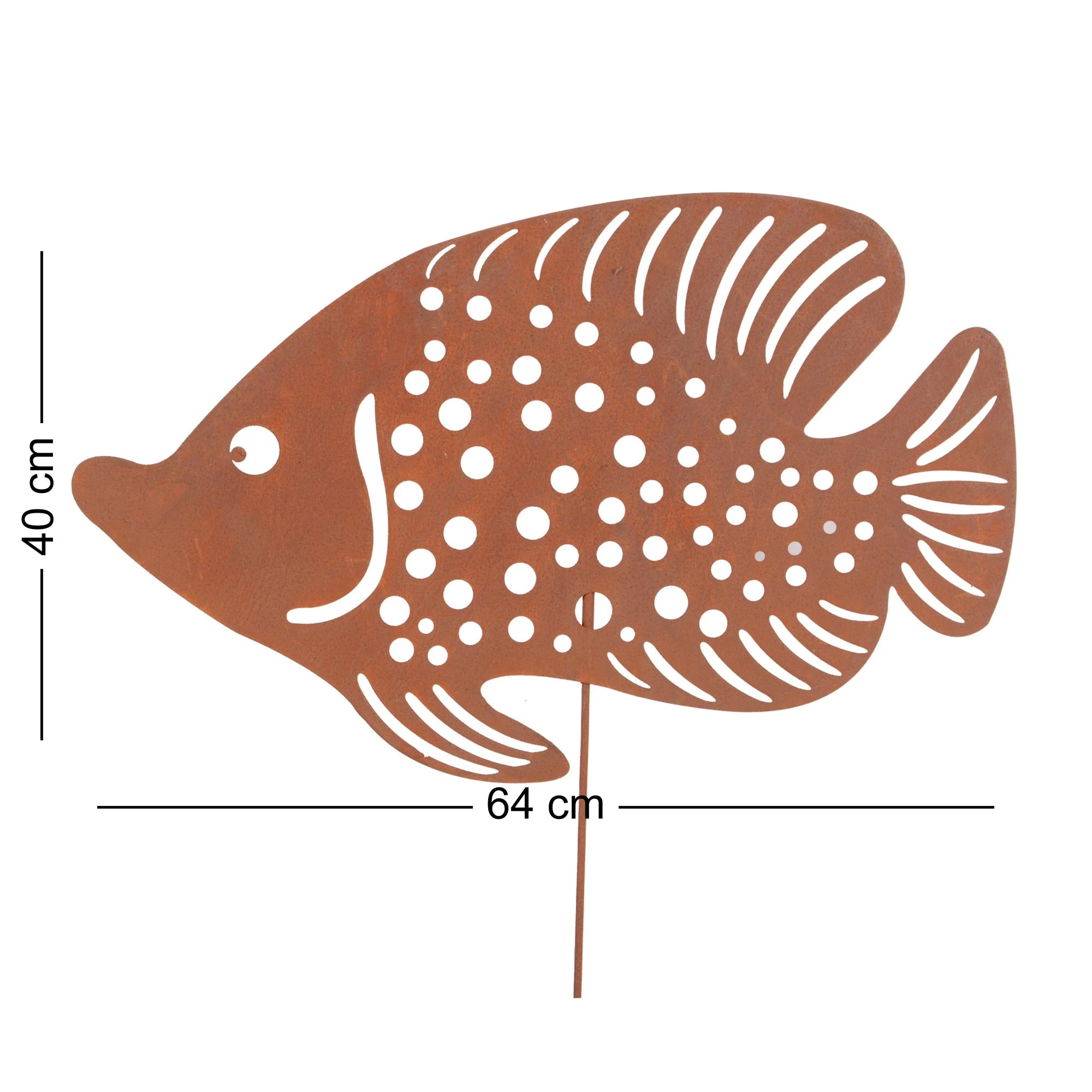 UNUS 3er Set Gartenstecker Rost Fische In Braun – Bild 3