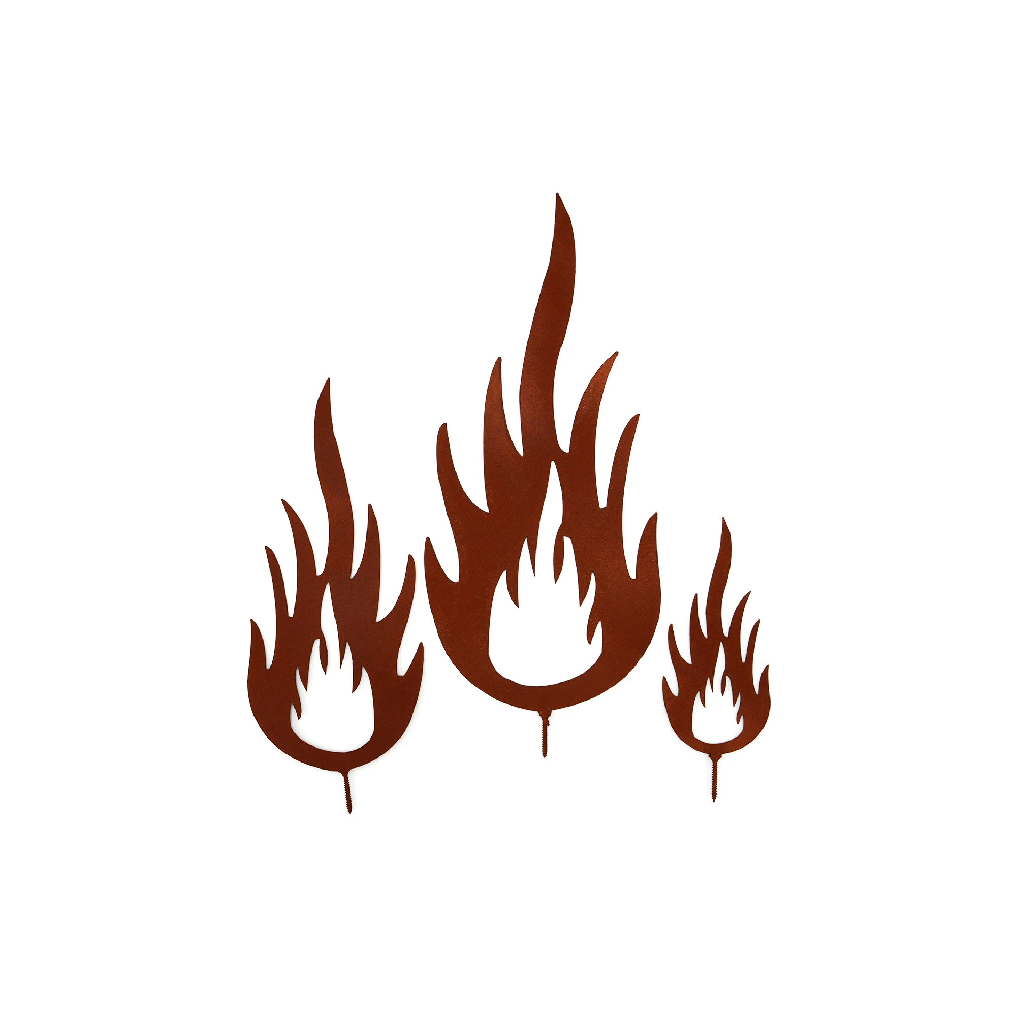 UNUS 3er Set Gartenstecker Rost Flammen In Braun