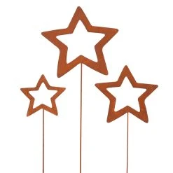 UNUS 3er Set Gartenstecker Rost Sterne In Braun