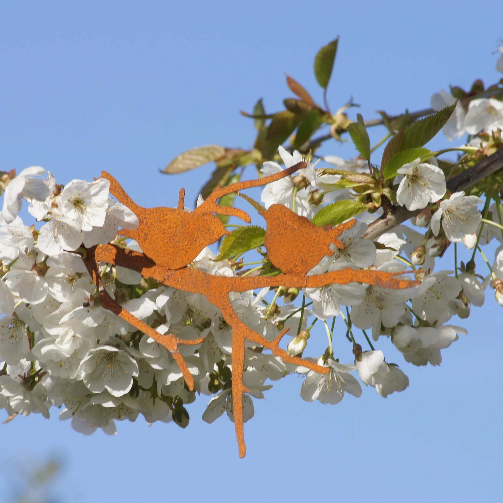 UNUS 3er Set Gartenstecker Rost Vögel Auf Ast In Braun – Bild 5
