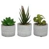 UNUS 3er Set Kunstpflanzen Im Topf In Grau