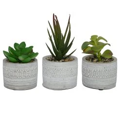 UNUS 3er Set Kunstpflanzen Im Topf In Grau