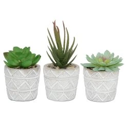 UNUS 3er Set Kunstpflanzen Im Topf In Grau