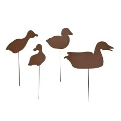 UNUS 4er Set Gartenstecker Rost Enten In Braun