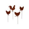 UNUS 4er Set Gartenstecker Rost Hühner Und Hahn In Braun