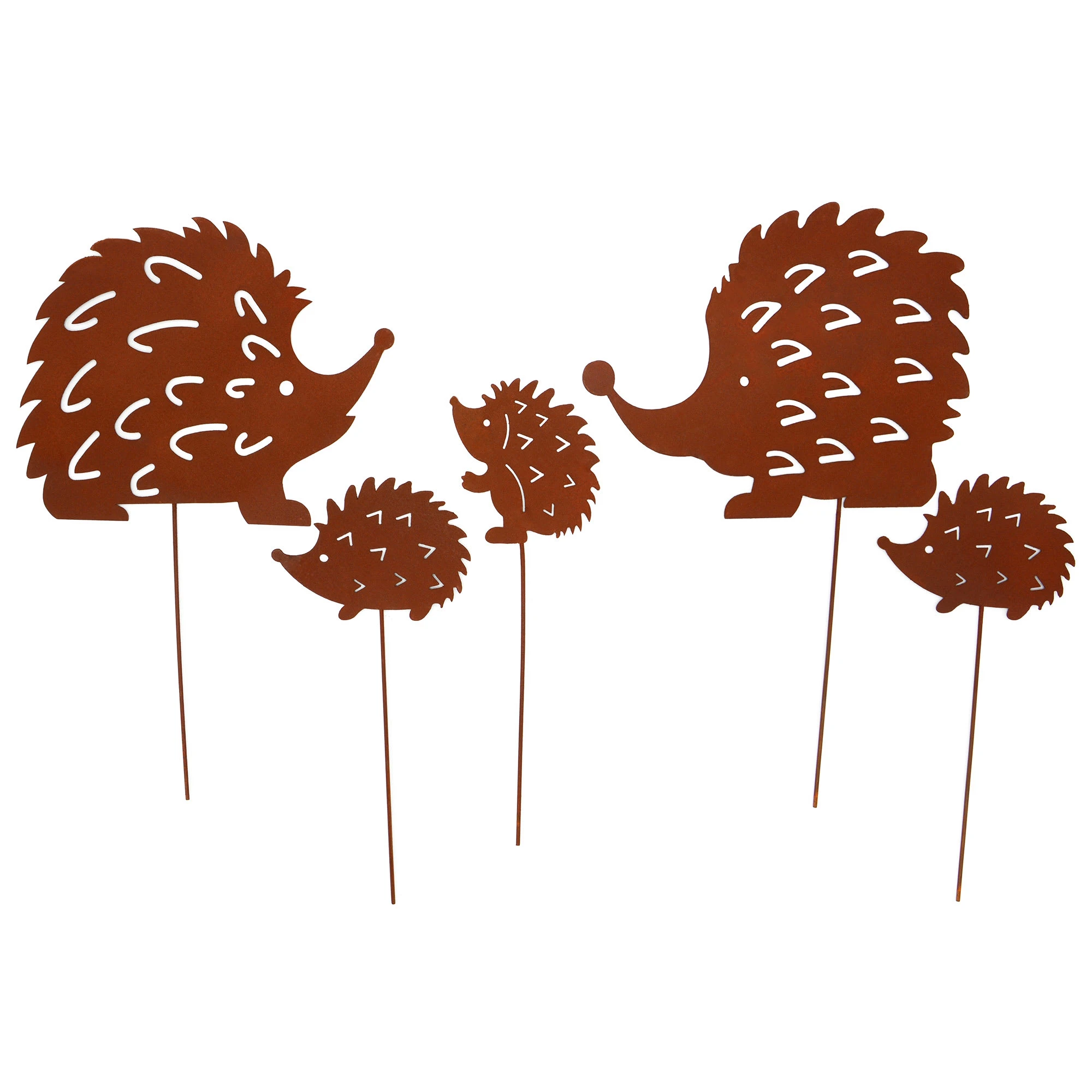 UNUS 5er Set Gartenstecker Rost Igel In Braun