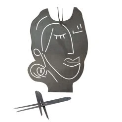 UNUS Gartenstecker Abstraktes Gesicht Frau Mit Pflanzschalenhalter In Silber