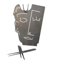 UNUS Gartenstecker Abstraktes Gesicht Mann Mit Pflanzschalenhalter In Silber