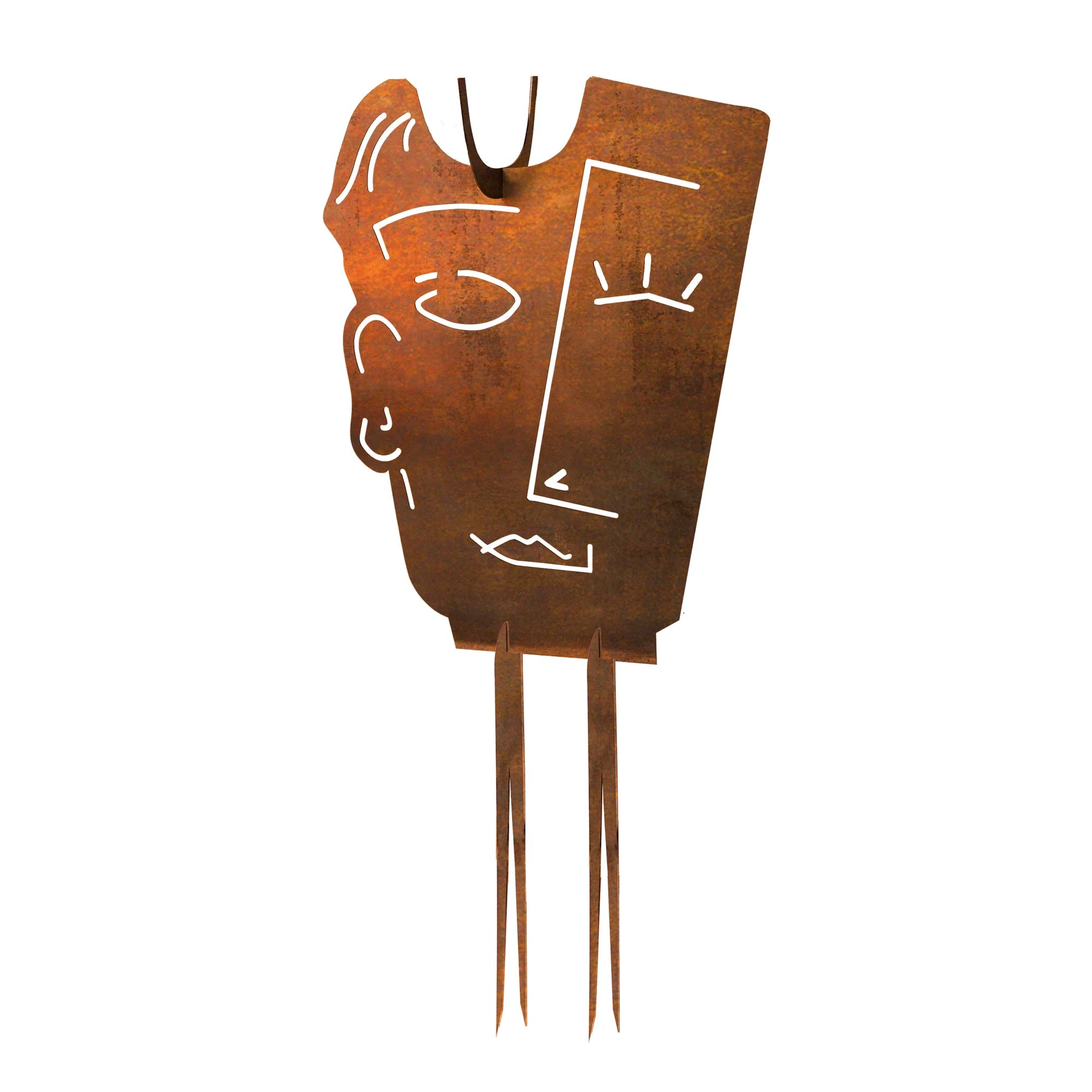 UNUS Gartenstecker Abstraktes Gesicht Mann Mit Pflanzschalenhalter In Silber – Bild 5