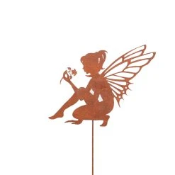 UNUS Gartenstecker Rost Elfe Sitzend In Braun