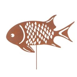 UNUS Gartenstecker Rost Fisch In Braun