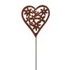 UNUS Gartenstecker Rost Herz Mit Blumenmuster In Braun
