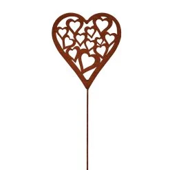 UNUS Gartenstecker Rost Herz Mit Herzmuster In Braun