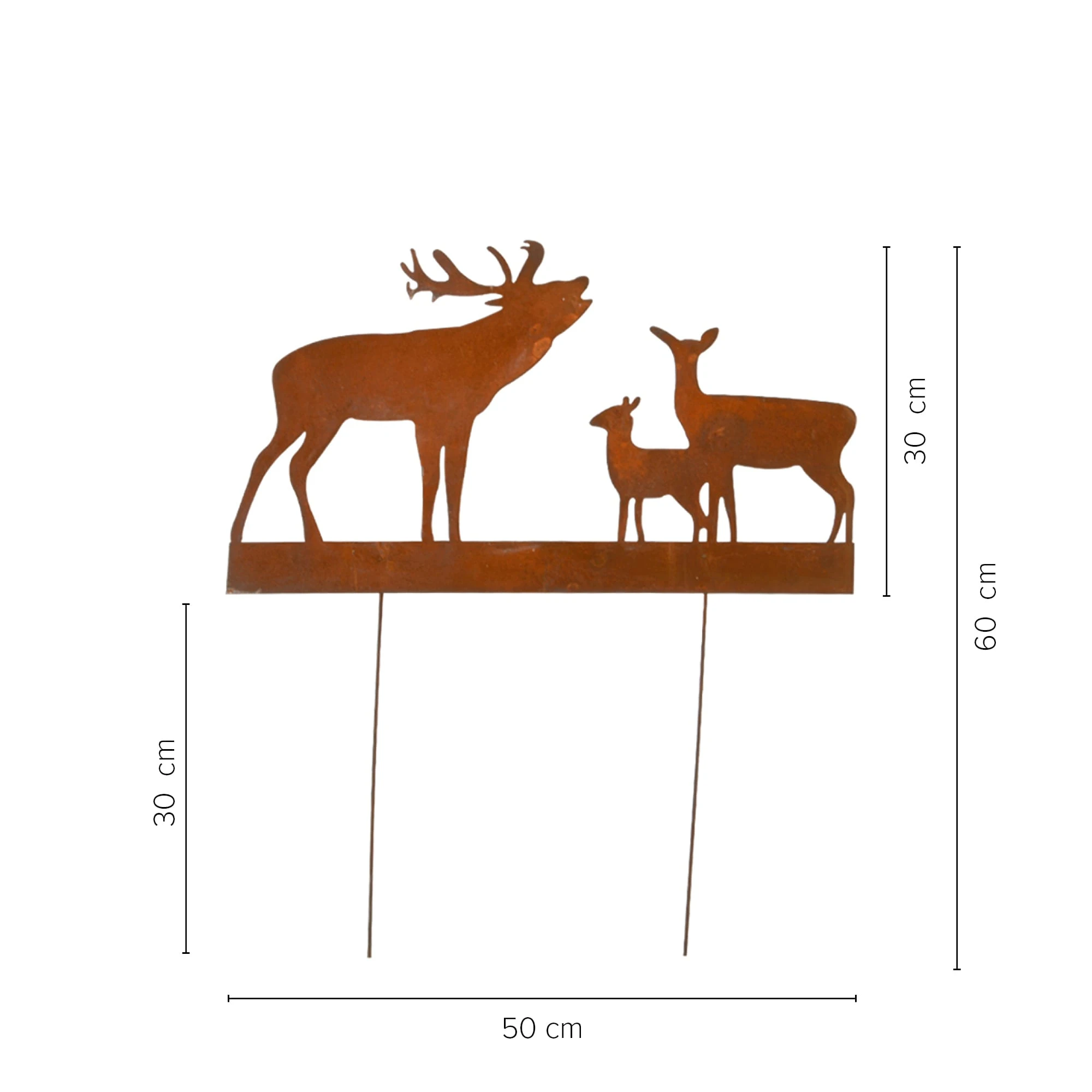 UNUS Gartenstecker Rost Hirschfamilie In Braun – Bild 2